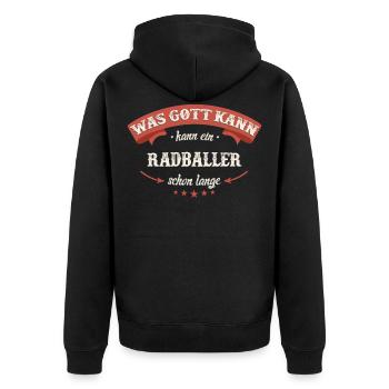 Radball Radballer Radballerin Sport Spruch - Unisex Premium Bio Zip Hoodie - Schwarz - Hinten - Nico (187cm)