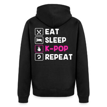 K-Pop - Unisex Premium Bio Zip Hoodie - Schwarz - Hinten - Nico (187cm)
