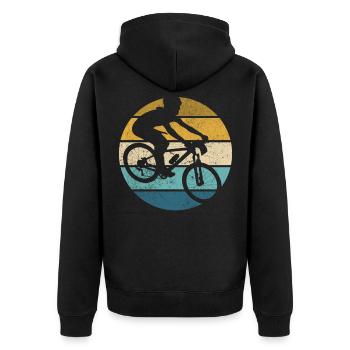 Retro Track Cycling Vintage Cycling Track - Unisex Premium Organic Zip Hoodie - black - Back - Nico (187cm)