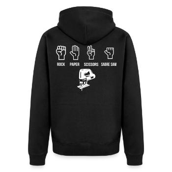 Zimmermann Tischler Schreiner - Unisex Premium Bio Zip Hoodie - Schwarz - Hinten - Nico (187cm)