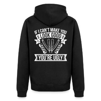 Barber Barber Barber Hairdresser Men's Hairdresser Barbershop - Unisex Premium Organic Zip Hoodie - black - Back - Nico (187cm)