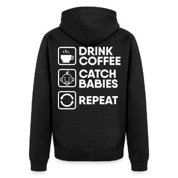 Midwife obstetrician - Unisex Premium Organic Zip Hoodie - black - Back - Nico (187cm)