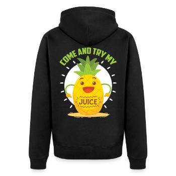 Ananas Kommen Und Probier Meinen Saft - Unisex Premium Bio Zip Hoodie - Schwarz - Hinten - Nico (187cm)