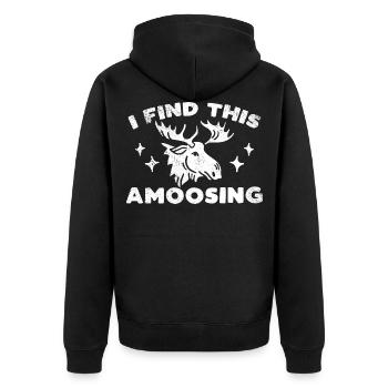 Elch - Unisex Premium Bio Zip Hoodie - Schwarz - Hinten - Nico (187cm)