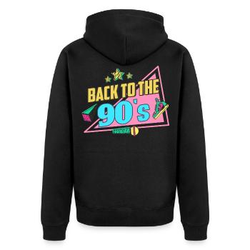 90s 90er - Unisex Premium Bio Zip Hoodie - Schwarz - Hinten - Nico (187cm)