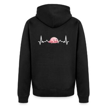 Blobfish heartbeat ugly fish gift - Unisex Premium Organic Zip Hoodie - black - Back - Nico (187cm)