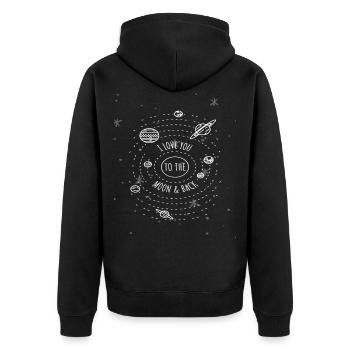 i love you to the moon and back sternenhimmel mond - Unisex Premium Bio Zip Hoodie - Schwarz - Hinten - Nico (187cm)