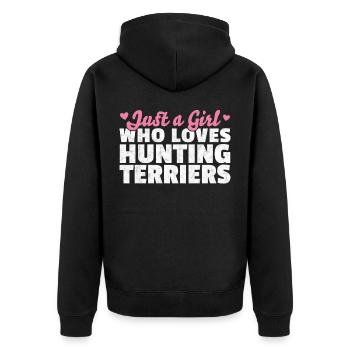 Girl the German Jagdterrier loves saying - Unisex Premium Organic Zip Hoodie - black - Back - Nico (187cm)
