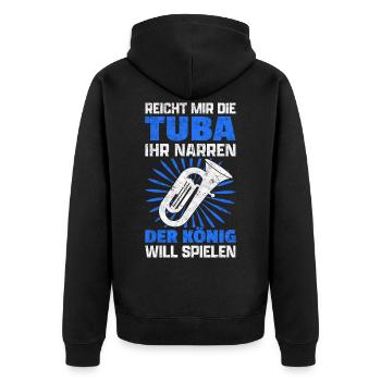 Reicht mir die Tuba Tubist Tubaspieler Spruch - Unisex Premium Bio Zip Hoodie - Schwarz - Hinten - Nico (187cm)