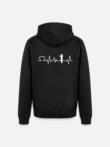 Querflöte Herzschlag Flötist Flöte Geschenk - Unisex Premium Bio Zip Hoodie - Schwarz
