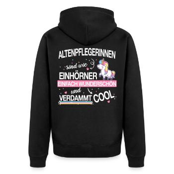 Altenpflegerin Pfleger Beruf Spruch Altenpflege - Unisex Premium Bio Zip Hoodie - Schwarz - Hinten - Nico (187cm)