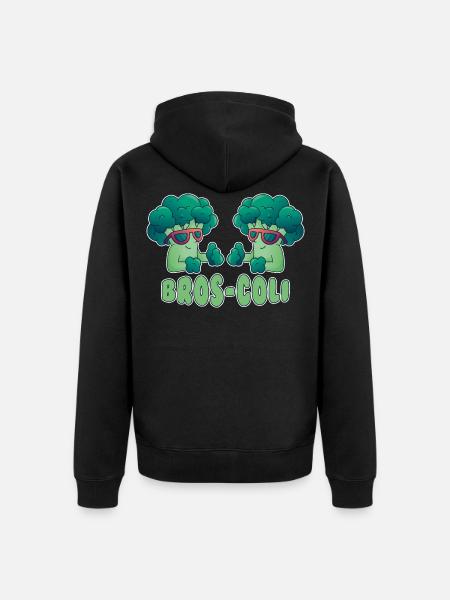 Broccoli Vegetables Vegan Vegetarian - Unisex Premium Organic Zip Hoodie - black