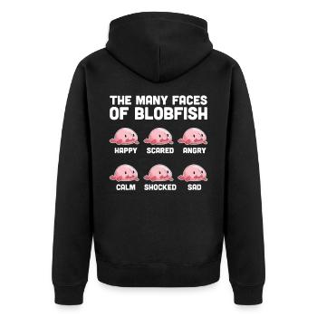 Blobfish many faces ugly fish humor - Unisex Premium Organic Zip Hoodie - black - Back - Nico (187cm)