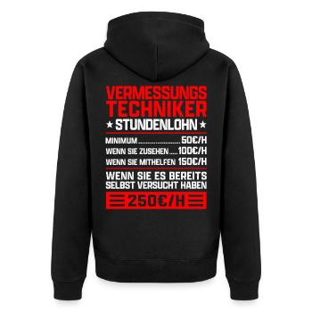 Vermessungstechniker Stundenlohn Vermesser - Unisex Premium Bio Zip Hoodie - Schwarz - Hinten - Nico (187cm)