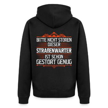 Straßenwärter nicht stören Straßenwart Humor - Unisex Premium Bio Zip Hoodie - Schwarz - Hinten - Nico (187cm)