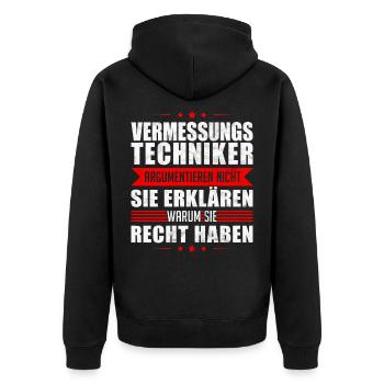 Vermessungstechniker argumentieren Vermesser - Unisex Premium Bio Zip Hoodie - Schwarz - Hinten - Nico (187cm)
