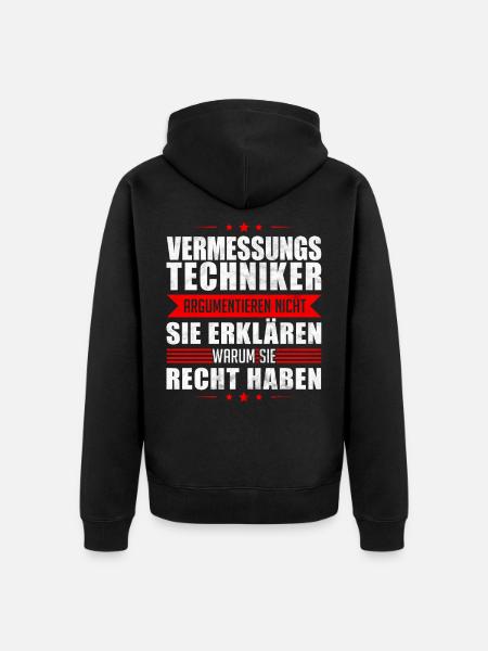 Vermessungstechniker argumentieren Vermesser - Unisex Premium Bio Zip Hoodie - Schwarz