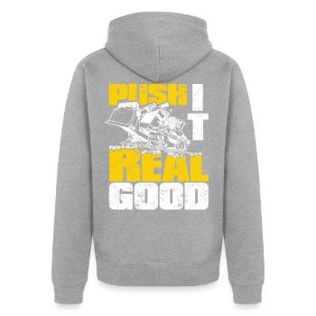Bulldozer bulldozer caterpillar - Unisex Premium Organic Zip Hoodie - heather grey - Back - Nico (187cm)