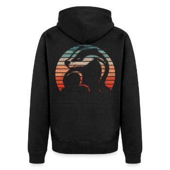 Retro Honigdachs Vintage Honigdachs - Unisex Premium Bio Zip Hoodie - Schwarz - Hinten - Nico (187cm)