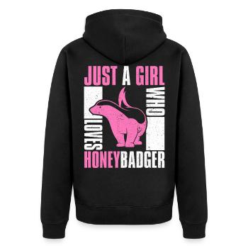 honey badger - Unisex Premium Organic Zip Hoodie - black - Back - Nico (187cm)