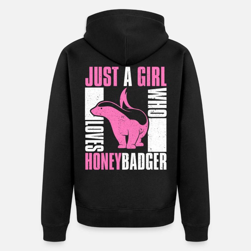 Honigdachs - Unisex Premium Bio Zip Hoodie - Schwarz