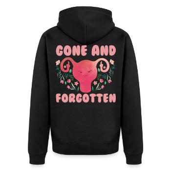 Uterus Gebärmutter Operation - Unisex Premium Bio Zip Hoodie - Schwarz - Hinten - Nico (187cm)