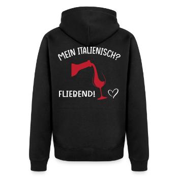 Mein Italienisch? Fließend! - Unisex Premium Bio Zip Hoodie - Schwarz - Hinten - Nico (187cm)
