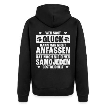 Samojede streicheln Schlittenhund Spruch - Unisex Premium Bio Zip Hoodie - Schwarz - Hinten - Nico (187cm)