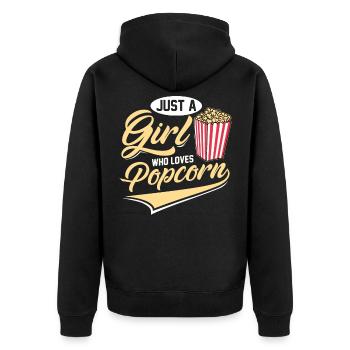 Popcorn - Unisex Premium Organic Zip Hoodie - black - Back - Nico (187cm)