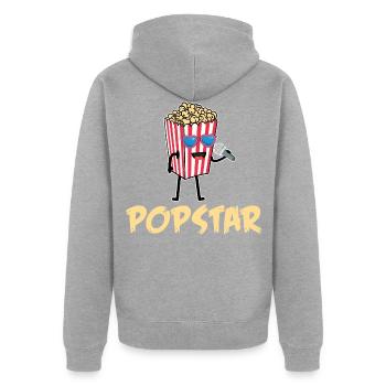 Pop corn - Veste à capuche bio Premium Unisexe - gris chiné - Dos - Nico (187cm)