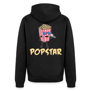 Popcorn - Unisex Premium Organic Zip Hoodie - black - Back - Nico (187cm)
