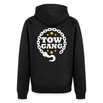 Abschleppwagen Abschleppdienst Abschlepper - Unisex Premium Bio Zip Hoodie - Schwarz - Hinten - Nico (187cm)