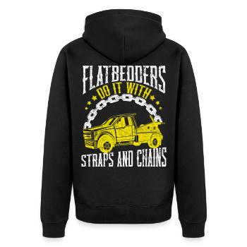 Abschleppwagen Abschleppdienst Abschlepper - Unisex Premium Bio Zip Hoodie - Schwarz - Hinten - Nico (187cm)