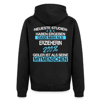 Erzieher Erzieherin Kindergärtner Spruch Beruf - Unisex Premium Bio Zip Hoodie - Schwarz - Hinten - Nico (187cm)