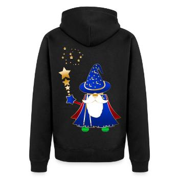 Wizard Wizzy - Unisex Premium Organic Zip Hoodie - black - Back - Nico (187cm)