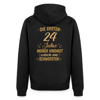 Geburtstag 24 Geburtstag Kindheit Spruch Party - Unisex Premium Bio Zip Hoodie - Schwarz - Hinten - Nico (187cm)