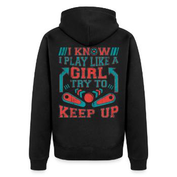 Retro Pinball Flipper Vintage Arcade Gaming - Unisex Premium Bio Zip Hoodie - Schwarz - Hinten - Nico (187cm)