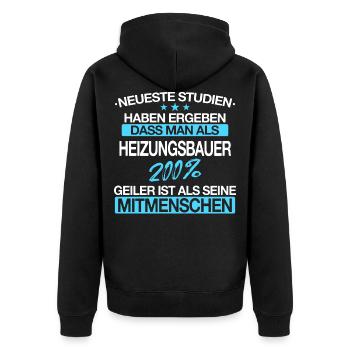 Heizungsbauer Heizungsbau Bauarbeiter Beruf Spruch - Unisex Premium Bio Zip Hoodie - Schwarz - Hinten - Nico (187cm)