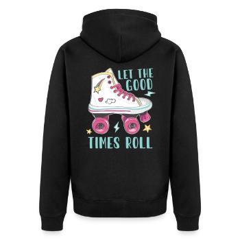 Rollschuhe Laufen Roller Skates - Unisex Premium Bio Zip Hoodie - Schwarz - Hinten - Nico (187cm)