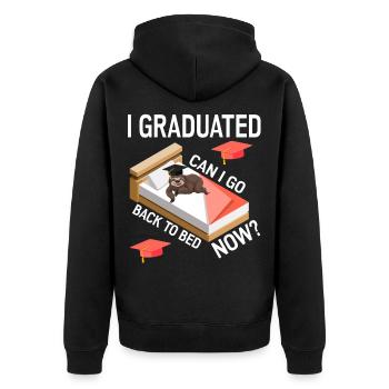 I Graduated. Can I Go Back To Bed Now? - Unisex Premium Organic Zip Hoodie - black - Back - Nico (187cm)