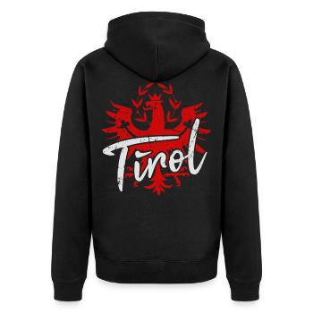 Tirol Bekleidung Tiroler Adler Wappen - Unisex Premium Bio Zip Hoodie - Schwarz - Hinten - Nico (187cm)
