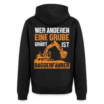 Bagger Baggerfahrer Baggerführer - Unisex Premium Bio Zip Hoodie - Schwarz - Hinten - Nico (187cm)
