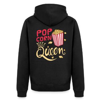 Popcorn - Unisex Premium Bio Zip Hoodie - Schwarz - Hinten - Nico (187cm)