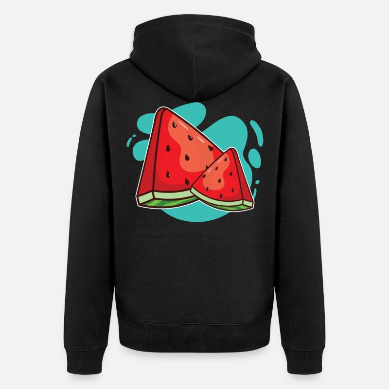 Wassermelone - Unisex Premium Bio Zip Hoodie - Schwarz