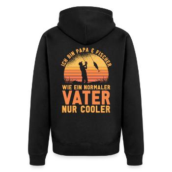 Angler Angeln Fischer Fischen - Unisex Premium Bio Zip Hoodie - Schwarz - Hinten - Nico (187cm)