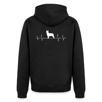 Résine renard coeur battement de cœur cadeau chien de compagnie - Veste à capuche bio Premium Unisexe - noir - Dos - Nico (187cm)