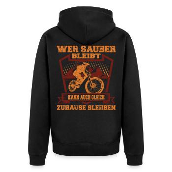 MTB Mountainbike - Unisex Premium Bio Zip Hoodie - Schwarz - Hinten - Nico (187cm)