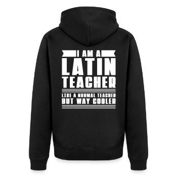 Latein Lehrer - Unisex Premium Bio Zip Hoodie - Schwarz - Hinten - Nico (187cm)