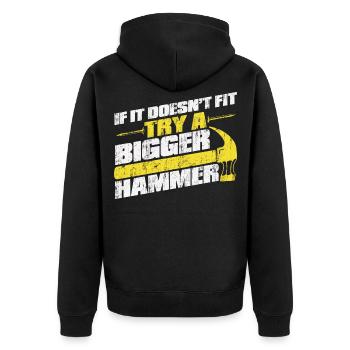 Zimmermann Tischler Schreiner - Unisex Premium Bio Zip Hoodie - Schwarz - Hinten - Nico (187cm)