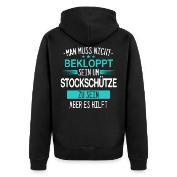 Stockschießen Eisstockschießen Eisstock Spruch - Unisex Premium Bio Zip Hoodie - Schwarz - Hinten - Nico (187cm)
